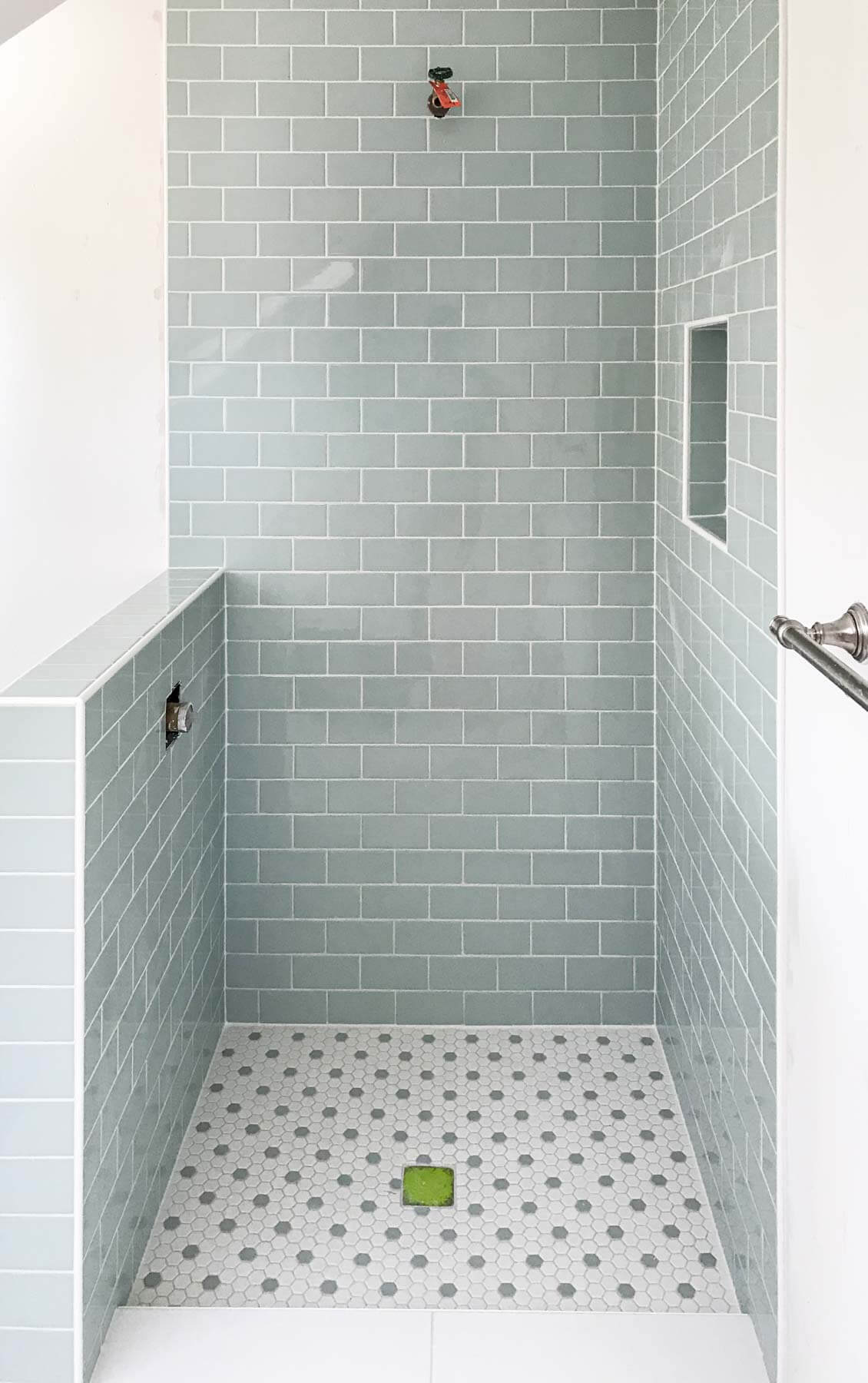 Teal shower tile