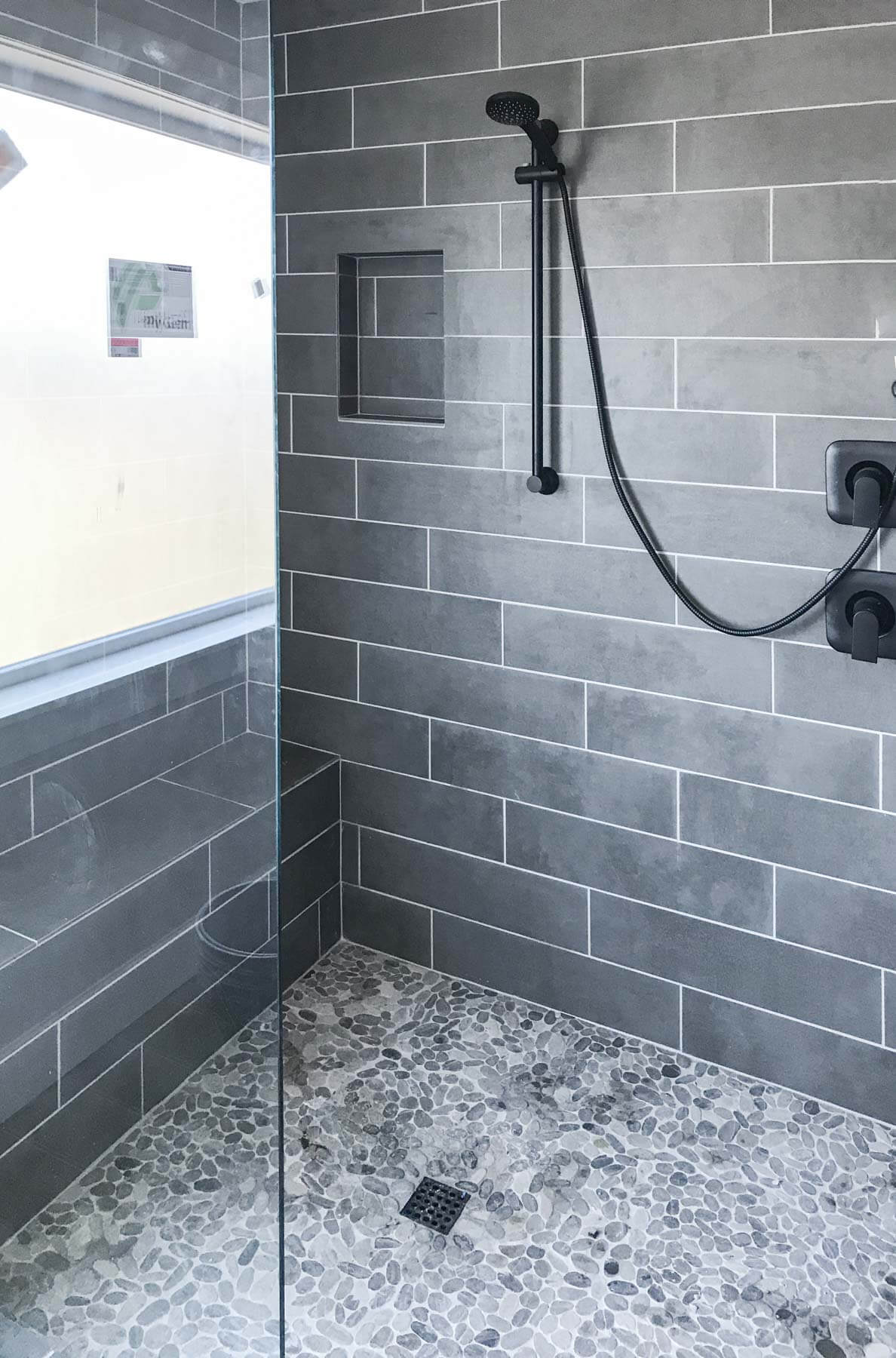 gray shower tile